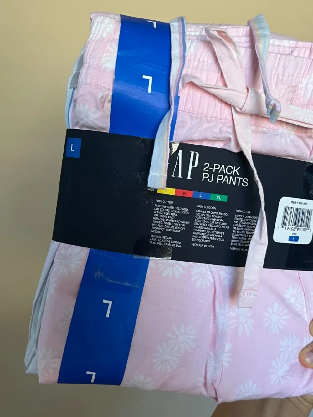 Gap Cotton Lounge Pajama Pants 2-Pack floral stripes pastel - Picture 10 of 12